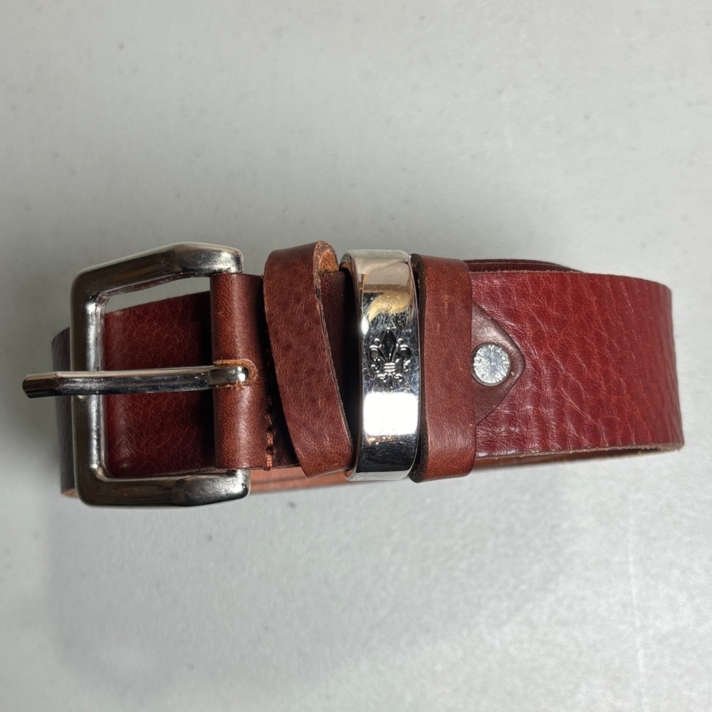 Diego Toscani Classic Brown Leather Belt with Metal Buckle